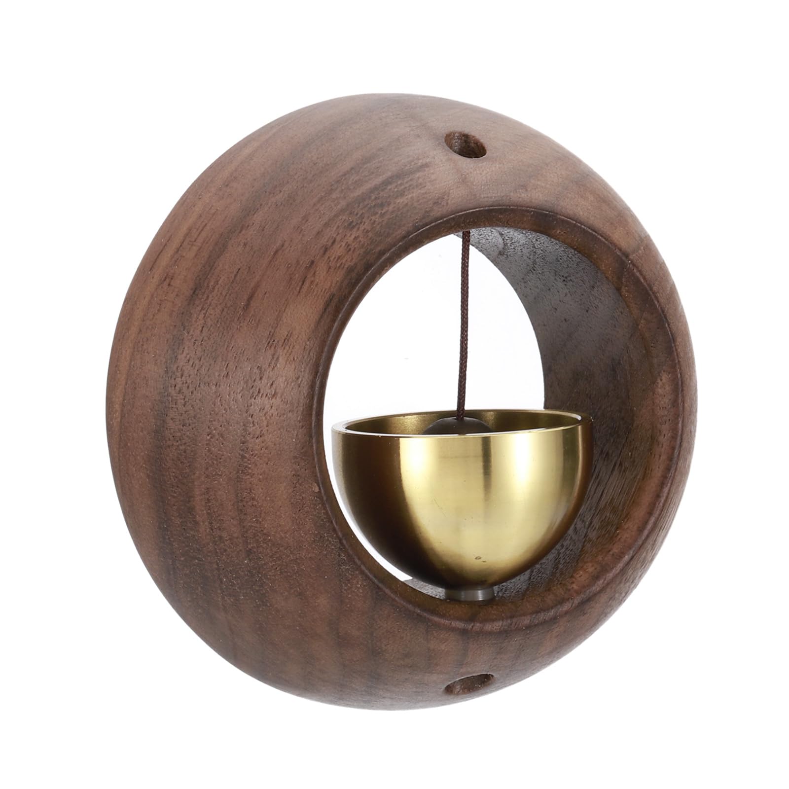 PATIKIL Magnetic Shopkeepers Bell for Door Opening, Woodybeing Door Chime for Business Office Ornaments Hanging Decoration Entrance Fridge Sticker Walnut (Round Bowl)