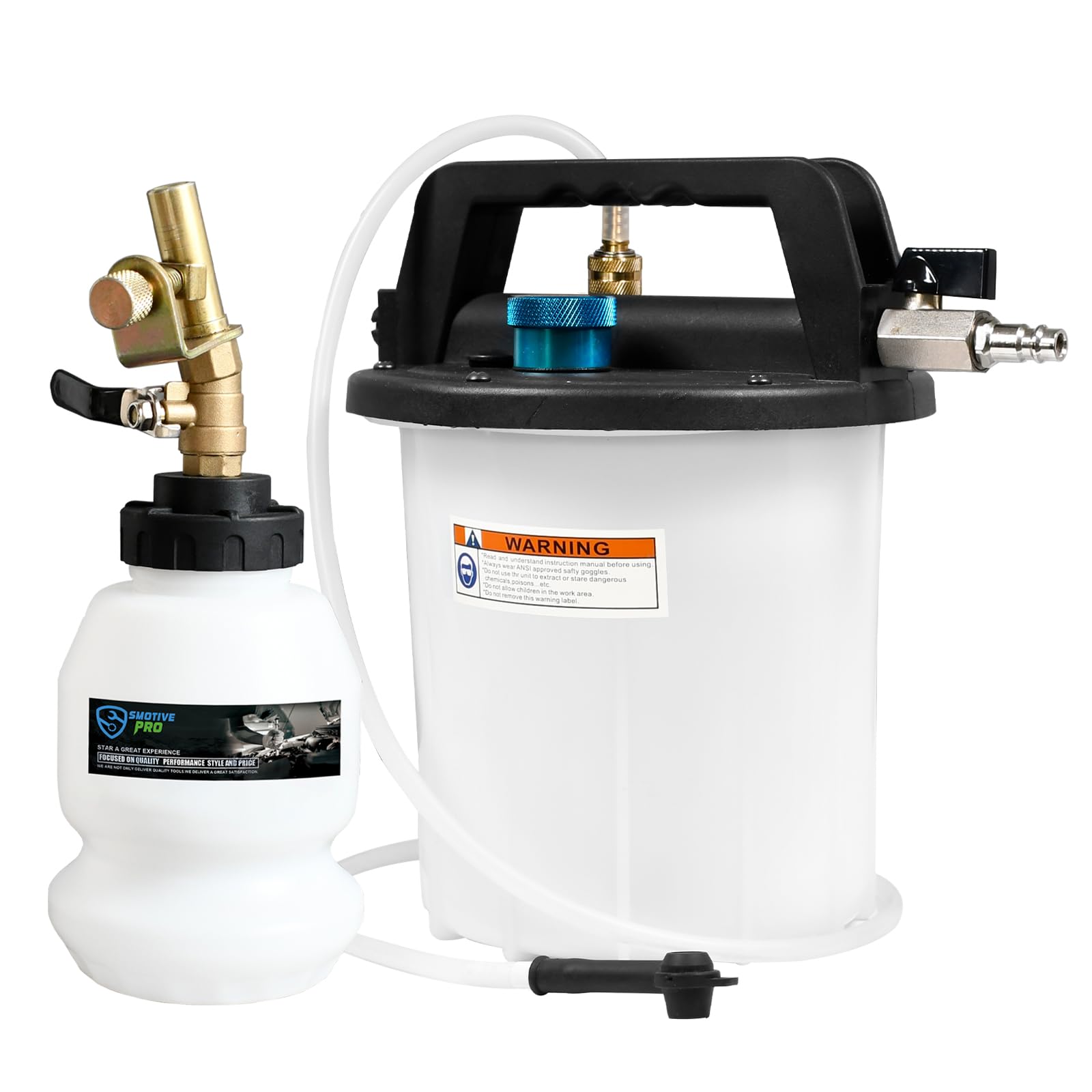 SMOTIVEPRO 3L Bremsenentlüftungsgerät Druckluft, Bremsentlüftungsgerät Auto mit 16 Entlüftungsadaptern und 1L Nachfüllflasche, Pneumatische Vakuumpumpe für Kfz 6