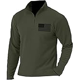 BlackTeak Men's American Flag Graphic Sweatshirts Patriotic Long Sleeve Stand Collar Shirts Quarter Zip Pullover Men
