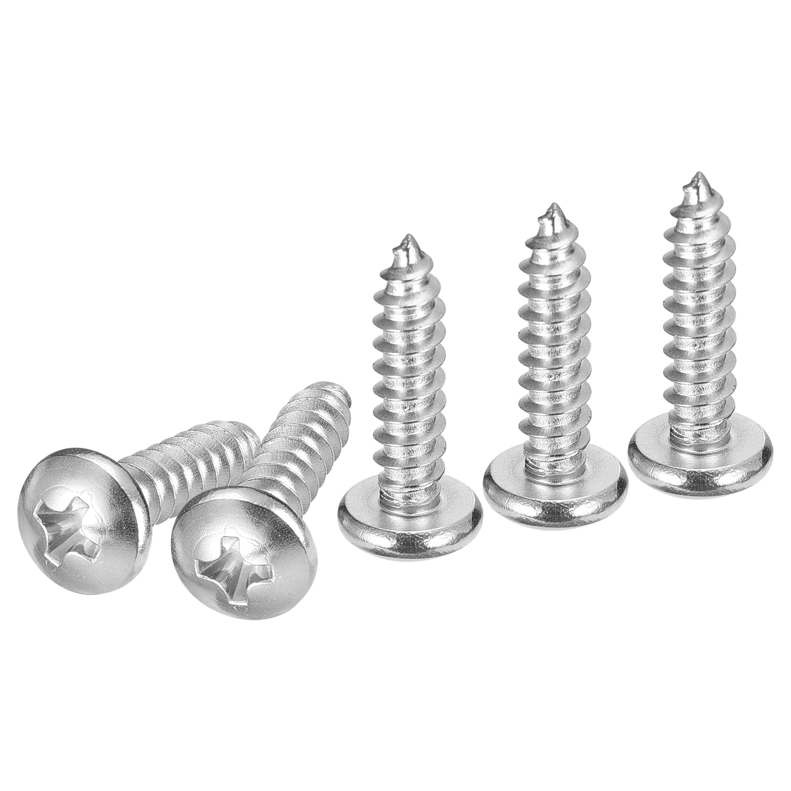 DTGN #10x3/4" Phillips Pan Head Self-tapping Screw - 100Pack - Bright Finish 304 Stainless Steel Sheet Metal Screws Wood Screws