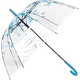 ThreeH Clear Cherry Umbrella Auto Open Transparent Windproof for Kids or Outdoor Weddings 32 Inches Diameter,KS11 Blue