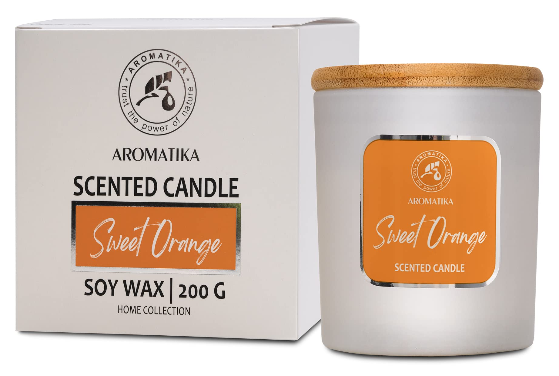 Scented Candle Sweet Orange - Essential Oil Aromatherapy Candle - Soywax Candle - Up to 45 Hours Burn Time - Glass Candle Gift - Luxury and Sensual Soy Wax Candle - Home Scented Candles