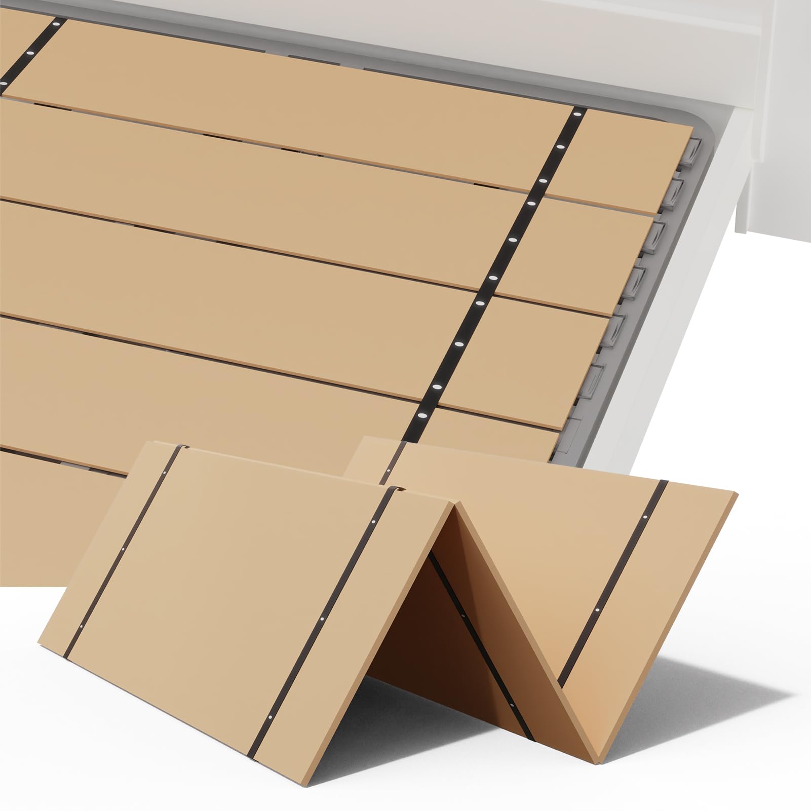 Photo 1 of (USED/FAIR) (DAMAGED) NobleRealm® Foldable Box Spring | Queen Size Bunkie Board & Bed Support Slats | Bed Board for Mattress Support | Correct Sleeping Posture, Reduce Backache (58.5 x 80 Full Covered Queen Size)