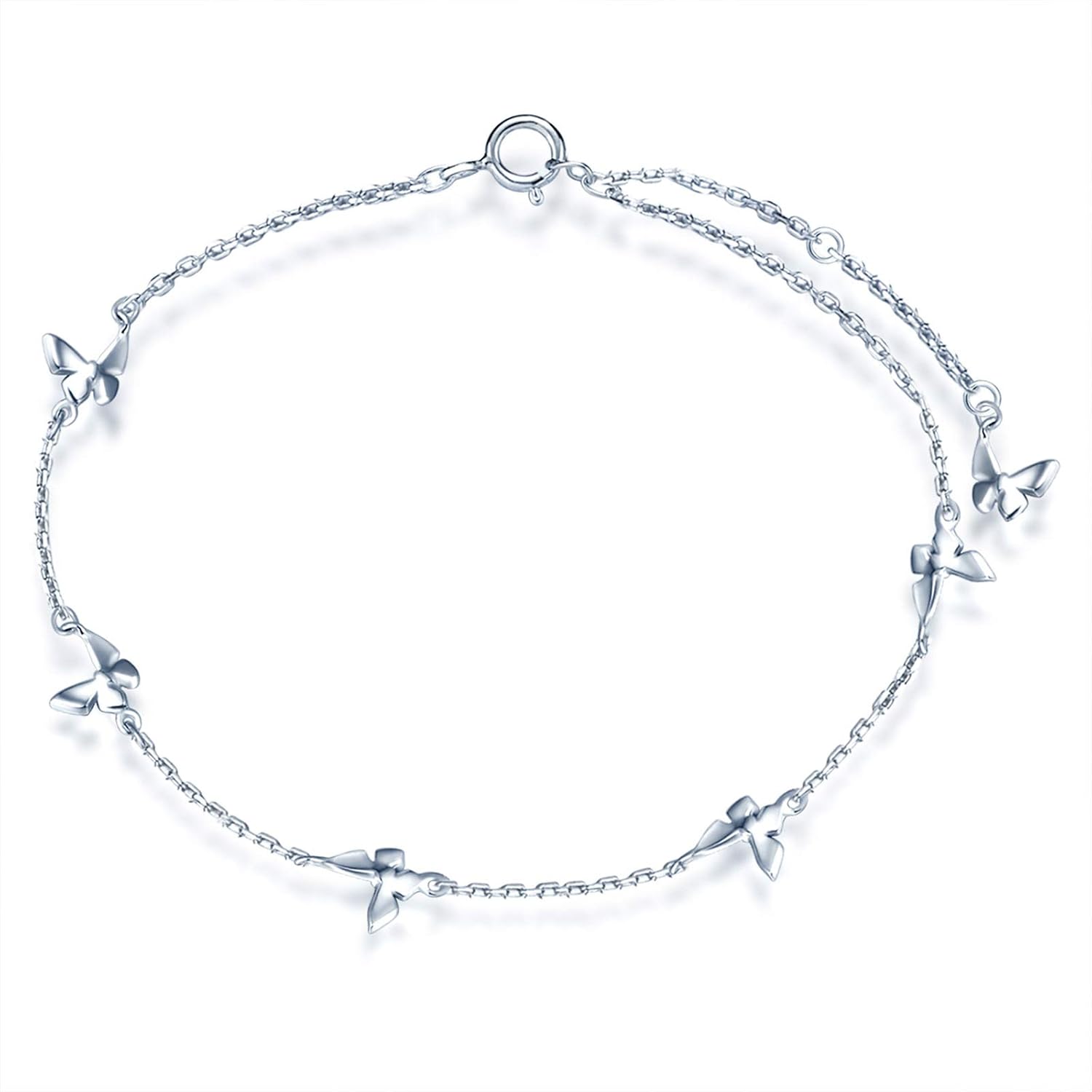Yumilok Dainty 925 Sterling Silver Butterfly Anklet Foot Chain Beach Jewelry Bohemian Ankle Bracelets Gifts for Women Girls