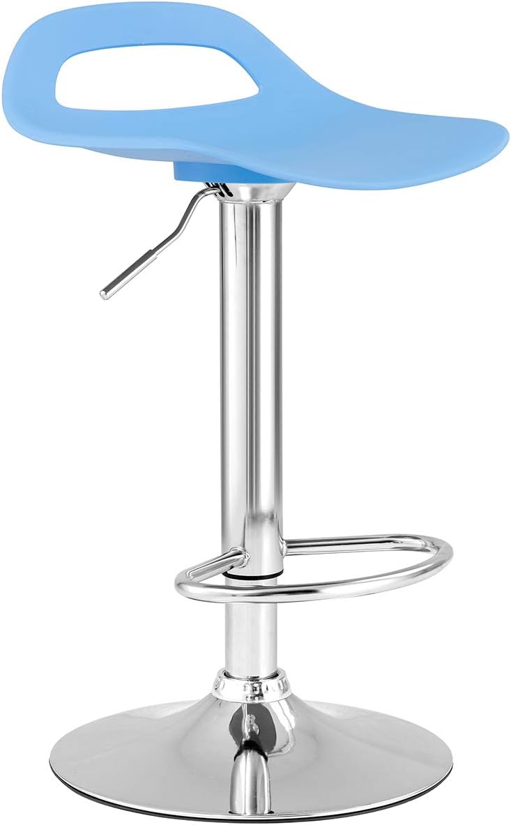LOVEMYHOUSE Blue Bar Stool * 1 SET Kitchen Stool Height and 360 ° Swivel Backless Metal Stool with Plastic Seat