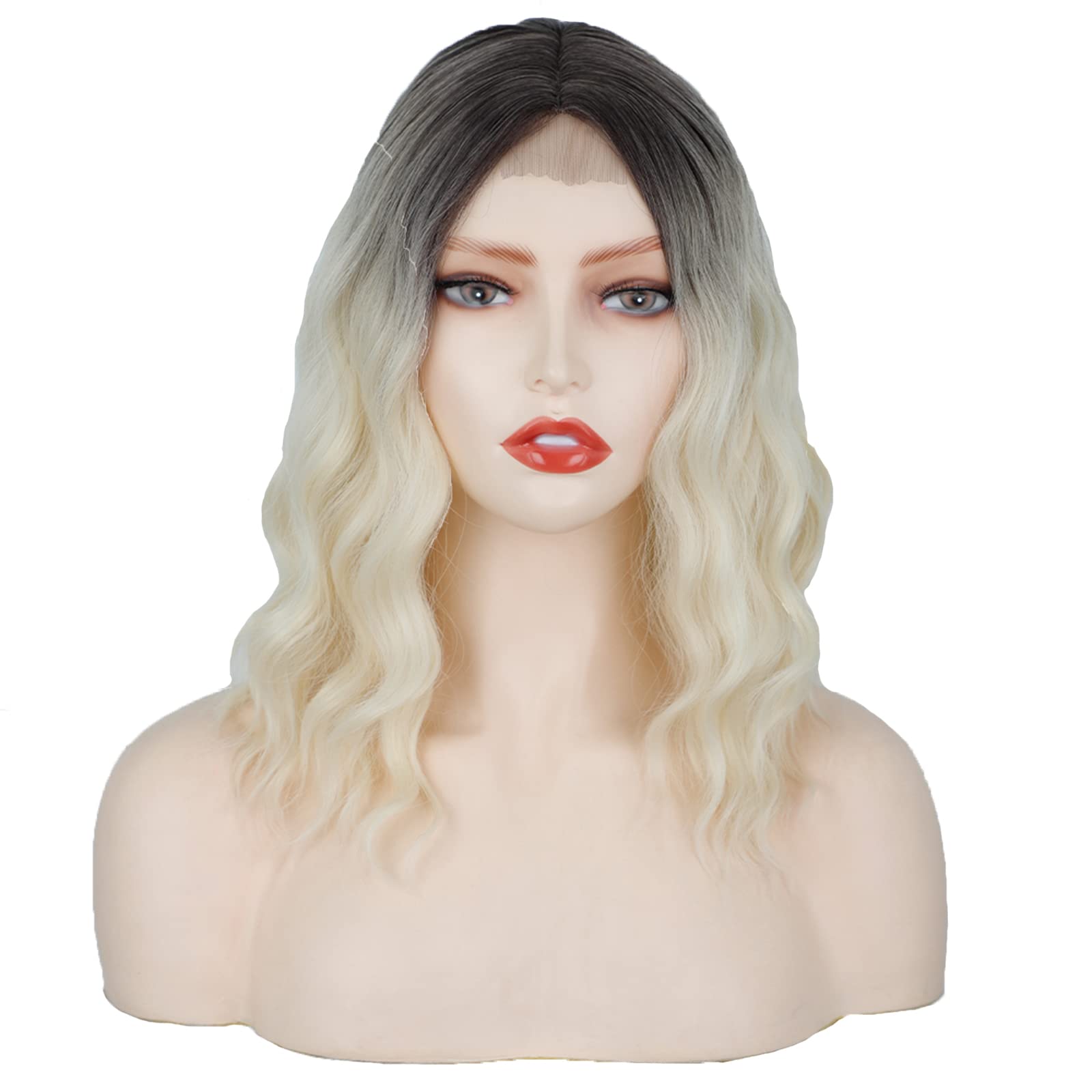 Luovce Synthetic Wigs For Women Shoulder Length Short Wavy 14 inches #60/613 Color — image 1