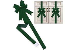 Meseey 6 Pieces Green Cabinet Bows Large Green Velvet Ribbons Cabinet Door Bows for Thanksgiving Fall Haloween Christmas Party(Green)