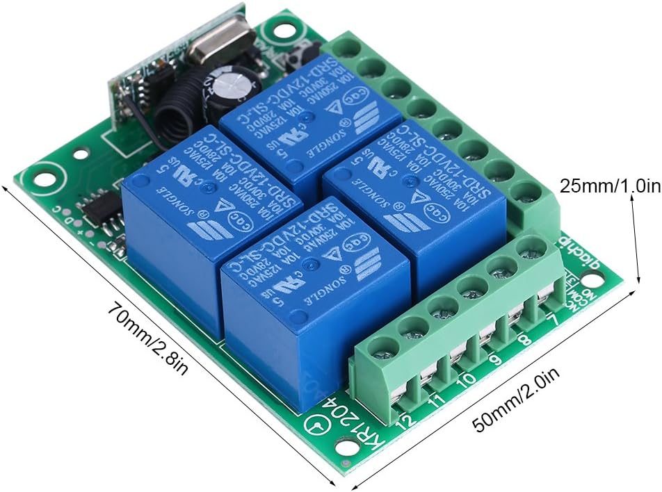Wireless Remote Control Momentary Switch System Transmitter & Receiver with Receiver Relay Smart House Equipment for Home Garage Doors Use DC12V 4-CH 433MHZ - Image 5