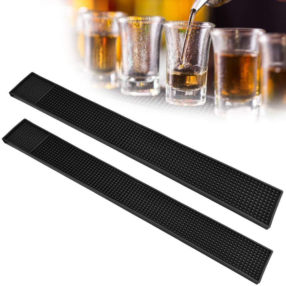 Favengo 2 Pcs Rubber Bar Mat 60 * 8cm Non-Slip Bar Service Spill Mat Restaurant Kitchen Counter Bars Pad Antiskid Drying Dish Mats Bars Table Mat Trim Bar Rail Runners for Bar Restaurant