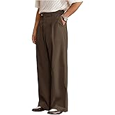 OYOANGLE Men's Pleated Dress Pants Zipper Fly Straight Leg Business Work Office Slacks Trousers with Pocket