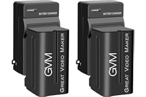 GVM GREAT VIDEO MAKER GVM 2 Pack NP-F750 Replacement Batteries and Chargers for NP-F975, NP-F960, NP-F950, NP-F930, NP-F770, NP-F750, NP-F550, DCR, DSR, HDR, FDR, HVR, HVL and LED Light