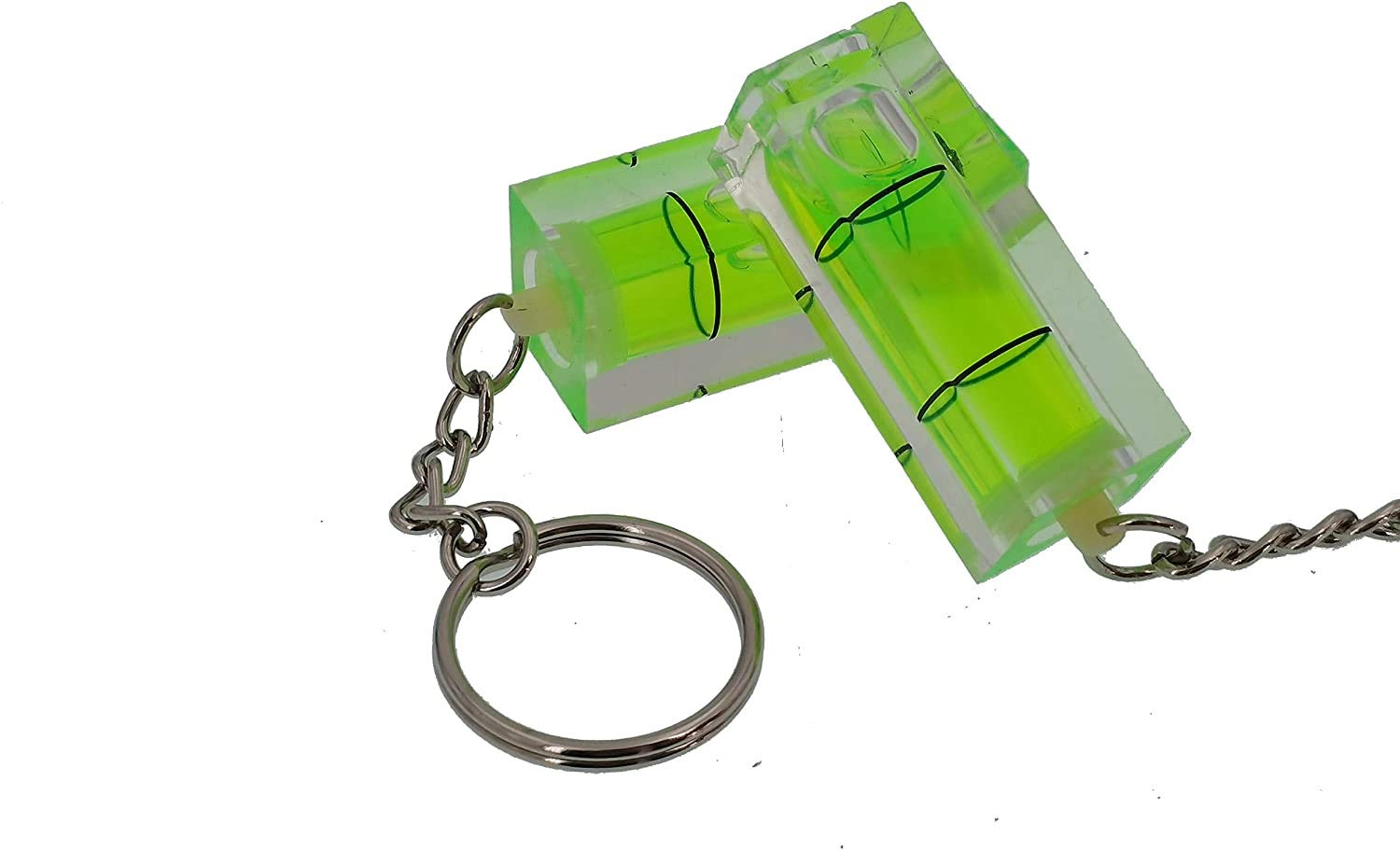 Mini Acrylic Keychain Block Level Vial -Picture Hanging Level - Pocket Level - Bubble Level -Magnetic- Pack of 2 (Green) (Without Magnetism)