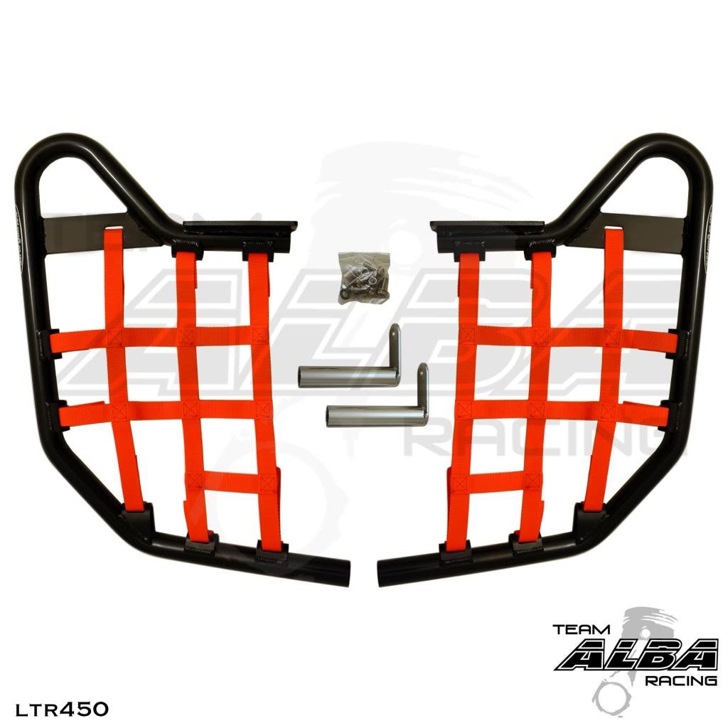 Suzuki LTR 450 QUADRACER Standard Nerf Bars Black w/Red Net Alba Racing