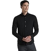 Perry Ellis Mens Men's Untucked Slim Fit Solid Long Sleeve Button-Down Stretch Shirt