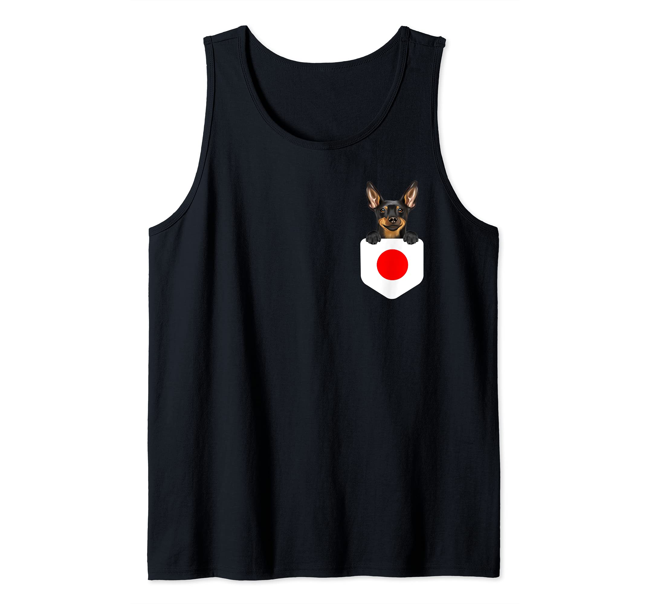 Japan Flag Miniature Pinscher Dog In Pocket Tank Top