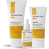 AbsolutSkin Beginner Bundle – 3-Step Brightening Skincare Set for Dull Skin – Includes Face Wash, Radiance Serum & SPF50 Cream – Dermatologist-Formulated