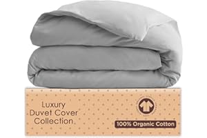 Organic Cotton Duvet Cover Queen/Full – Cloud Grey – GOTS Certified – Soft & Smooth Sateen Weave – Secure Fit with Corner Ties & Envelope Closure – Premium Bedding – Machine Washable – Tissaj