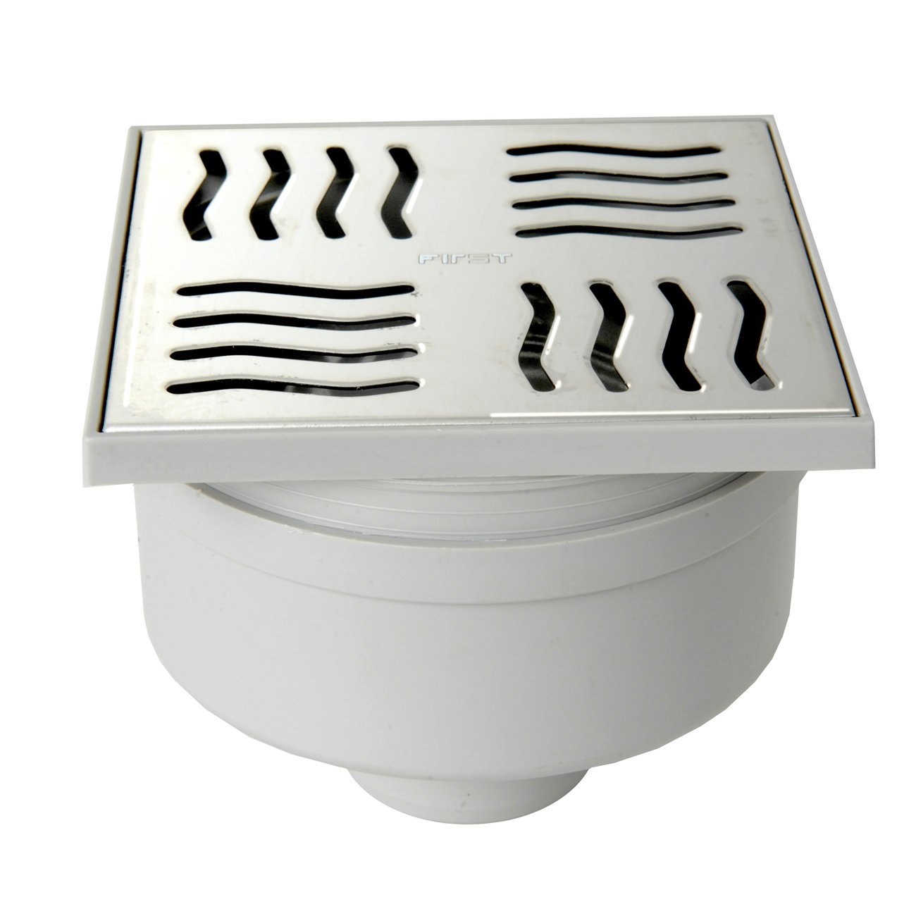 First Plast CHABSV1040IN Siphon lid Made of ABS with Stainless Steel Grid, Steel, 100 X 100 mm