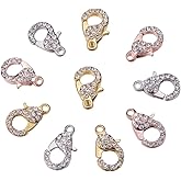 NBEADS 10 Pcs Random Mixed Color Lobster Clasps Rhinestone Lobster Claw Clasps for Jewelry Making Findings