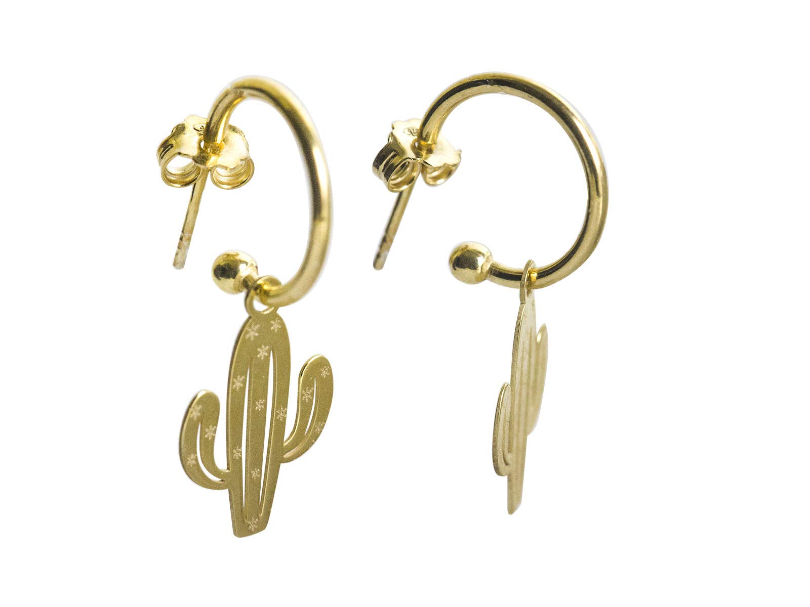 AKA Jewellery - Women Drop Earrings Cactus Pendant in Gold Plated Sterling Silver