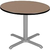 Regency Cain 42 in. Medium Round X-Base Breakroom Table- Noble Oak Top, Grey Legs