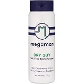 Megaman Sweat Absorbing Body Powder - Dry Guy | Prevents Chafing & Odor | Groin, Body, Feet & More | Talc-Free, All Natural | 6 oz