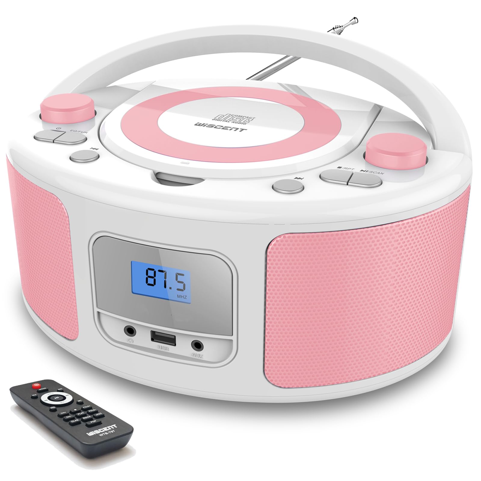 Photo 1 of WIITHINK Portable CD Player Boombox with Bluetooth, FM Radio Stereo, Remote Control, USB Input and 3.5mm AUX Headphone Jack, Programmable CD Player, 4 watts of Audio, AC/Battery Powered