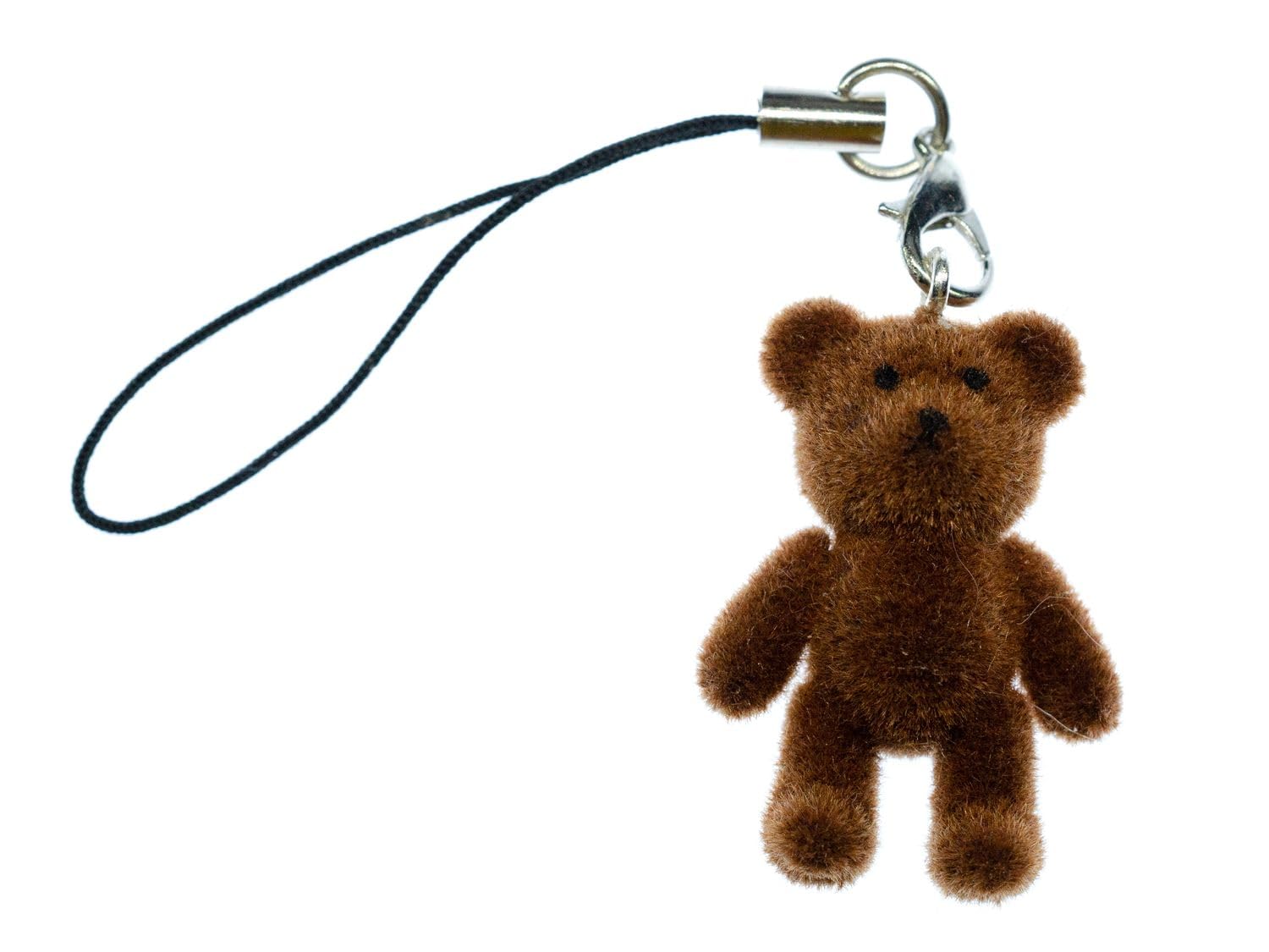 Miniblings Teddy Bear Mobile Cell Phone Charm Pendant Flock Grizzly Dark Brown