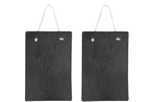 ACKEIVTO 2 Packs Slate Farmouse Hanging Chalkboard Sign,8 x11 Inches - Black Rustic Wall Décor for Kitchen, Wedding, Bathroom, Outdoor Garden, Pantry Signs
