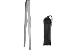 TiTo Titanium Grill Tongs Kitchen BBQ Tongs for Camping Outdoor Cooking Salad Steak Food Buffet Clip Grill Accessories (Large, Gray)