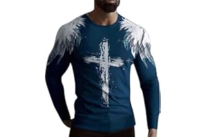 WOCACHI Soldier Long Sleeve T-Shirts for Mens, 2023 3D Street Faith Jesus Cross Print Workout Athletics Tee Tops