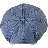 Kangqifen Mens Flat Cap 8 Panel Washed Cotton Outdoor Sun Protection Newsboy Cap
