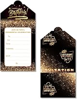 Yiran 16x Black Gold Birthday Party Invitations - Eco-Friendly Design view 1