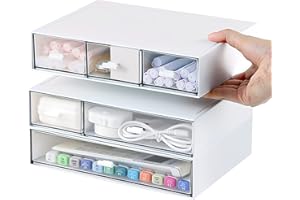 QPEY Desk Organizer with 6 Drawers, Desk Storage Box Office Drawer Organizer Desk Organization and Storage Pen Storage Plastic Makeup Storage Suitable for Office, School, Home