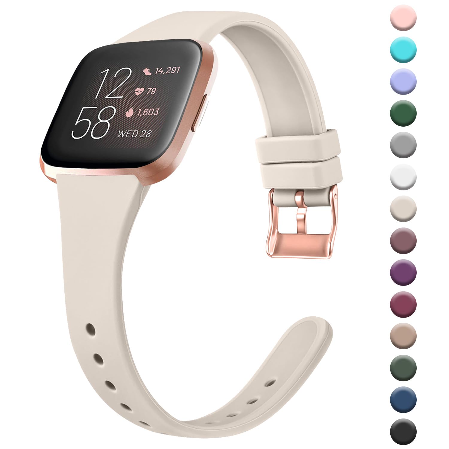 Fitbit Versa 2 Straps for Women & Men - Slim Silicone Replacement Strap, Compatible with Fitbit Versa 2 (Spark Light, Small) — image 1