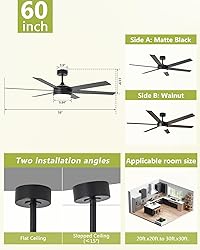 Vaczon 60 Inch Large Ceiling Fans with Lights and
