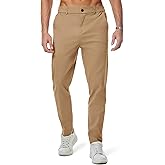 JMIERR Men's Chino Pants Casual Elastic Waist Tapered Golf Trousers
