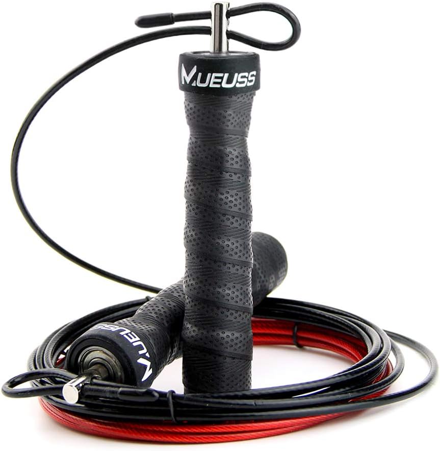 MUEUSS Jump Rope, Fast Unbreakable Jumping Ropes with Carrying Pouch, Great for Crossfit Training, Boxing, and MMA Workouts
