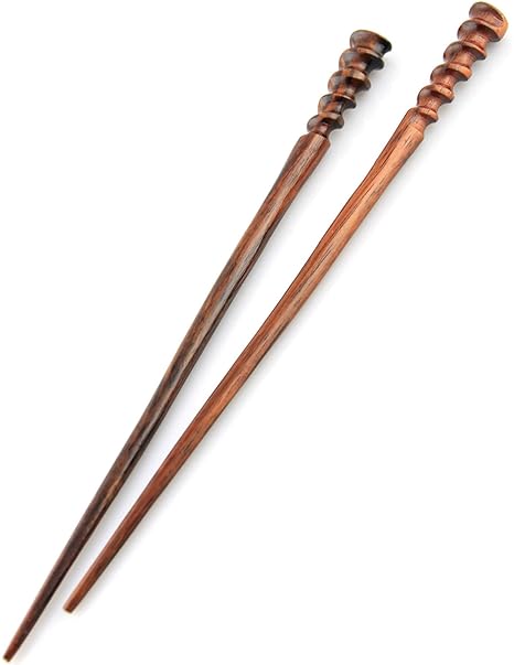 Evolatree Fine Spiral Natural Hair Pin Chopsticks Pair Of