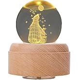 SINGEEK Polar Bear K9 Crystal Ball Music Box with Projection and Rotating Wooden Base, Snow Globe for Women Mom Girls, Best Gift for Birthday Valentine's Day Mother's Day (You are My Sunshine)