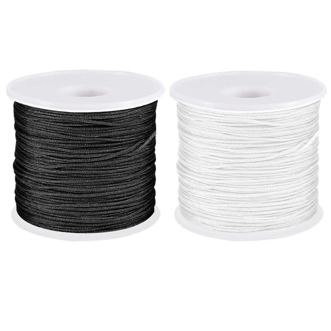 Suo Long Bracelet Making String 0.8mm Black and White Nylon Thread 2 Rolls 100M/Color Thin DIY Craft Thread for Jewelry Making, Friendship Bracelets,Chinese Knot,Macrame,Adults Crafts,Beading
