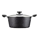 パール金属 両手鍋 20cm ガラス鍋蓋付 IH対応 内面4層 + 外面3層 マーブル加工 プレミアムマーブル H-4237