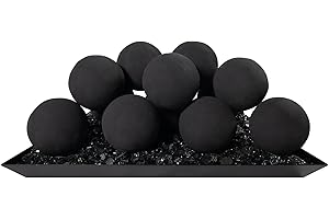 STARFIRE GLASS Starfire Designs Ceramic Fire Balls | Use in Fireplace or Fire Pit | Outdoor & Indoor Fire Balls for Natural Gas or Propane Fires | Decorative Landscaping | Pack of 12 | Black