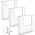 MaxGear Brochure Holder 6x9 inch Acrylic Literature Display Stand Clear Plastic Flyer Holder Wall Mount or Countertop Use for Pamphlets, Booklets, 3 Pack