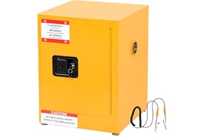 HASOPY 22H x 17W x 17D Flammable Cabinet Galvanized Steel Safety Cabinet, Explosion Proof Fireproof Hazardous Gas Can Storage Cabinet for Commercial Industrial and Home Use, Yellow