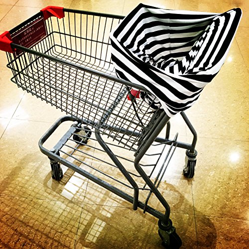 Baby Car Seat Cover ,Nursing Cover,Car seat Canopy Covers Multi-Use Infant Car seat Canopy Covers Shopping Cart High Chair Stroller- Best Multi-Use Infinity Stretchy Shawl (Black/White Stripe) - Thumbnail 7