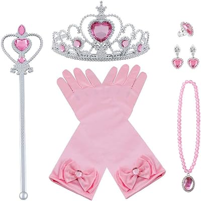 Vicloon Elsa Dress Up Accessories Set 7 Pcs Princess Girls Pink