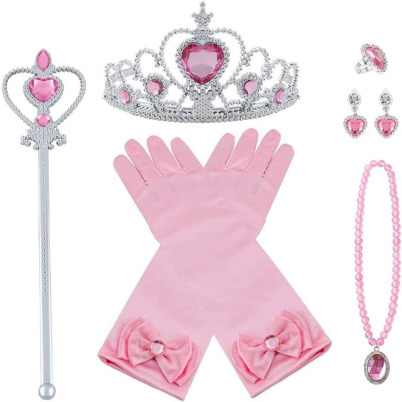 Vicloon Elsa Dress Up Accessories Set 7 Pcs Princess Girls Pink