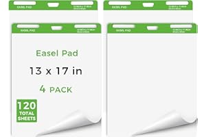 DINGIXOC Mini Easel Pads 13 x 17 Inch, 4 Pack Non-Stick Flip Chart Paper for Teacher, Training, Presentations or Brainstorming, 30 Sheets/Pad, Fits Most Easel Stands (White)