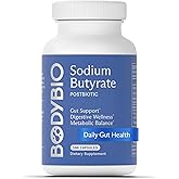 BodyBio Butyrate Sodium- Postbiotic for Gut &amp; Digestive Support | Gut Health, Digestive Support, Bloating, Gas &amp; Constipation Relief, Leaky Gut Repair
